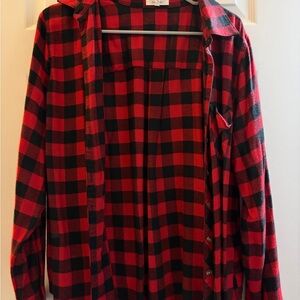 Maurices Red and Black Checkered Top